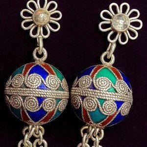 925 silver and enamel filigree earrings